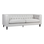 Tuxedo 3 Seater Tufted Sofa Cool Grey Linen