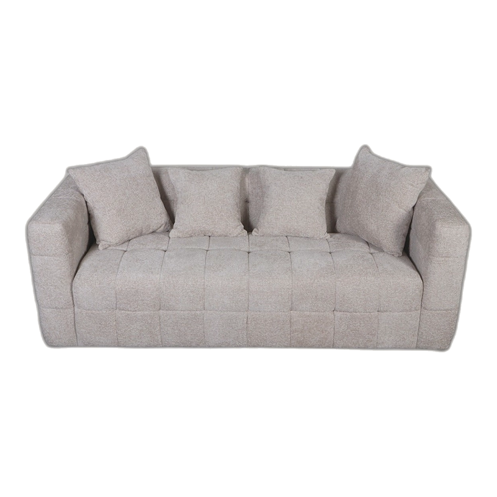 Cube Tufted 3 Seater Sofa Natural
