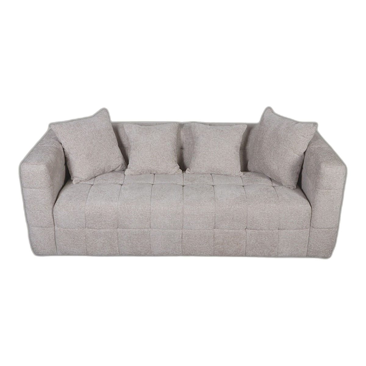 Cube Tufted 3 Seater Sofa Natural