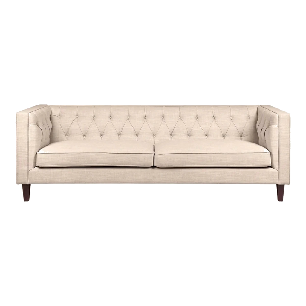 Templeton 3 Seater Tufted Sofa - Fawn Linen