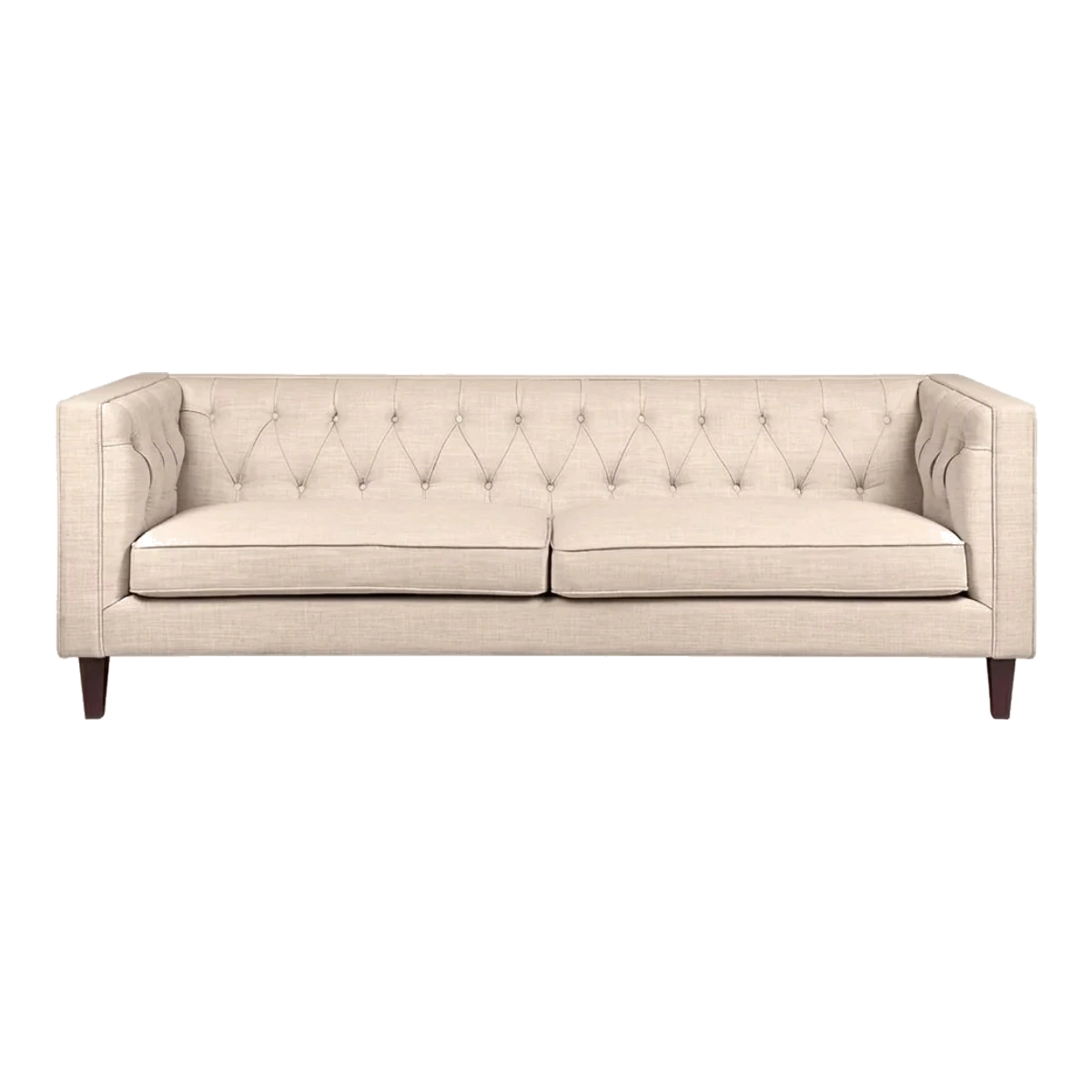 Templeton 3 Seater Tufted Sofa - Fawn Linen