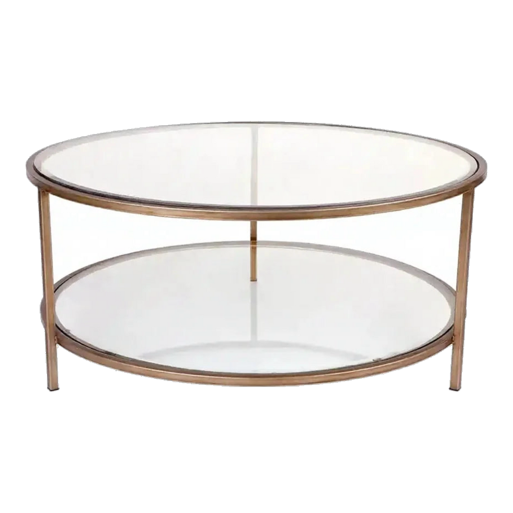 Cocktail Glass Round Coffee Table - Antique Gold