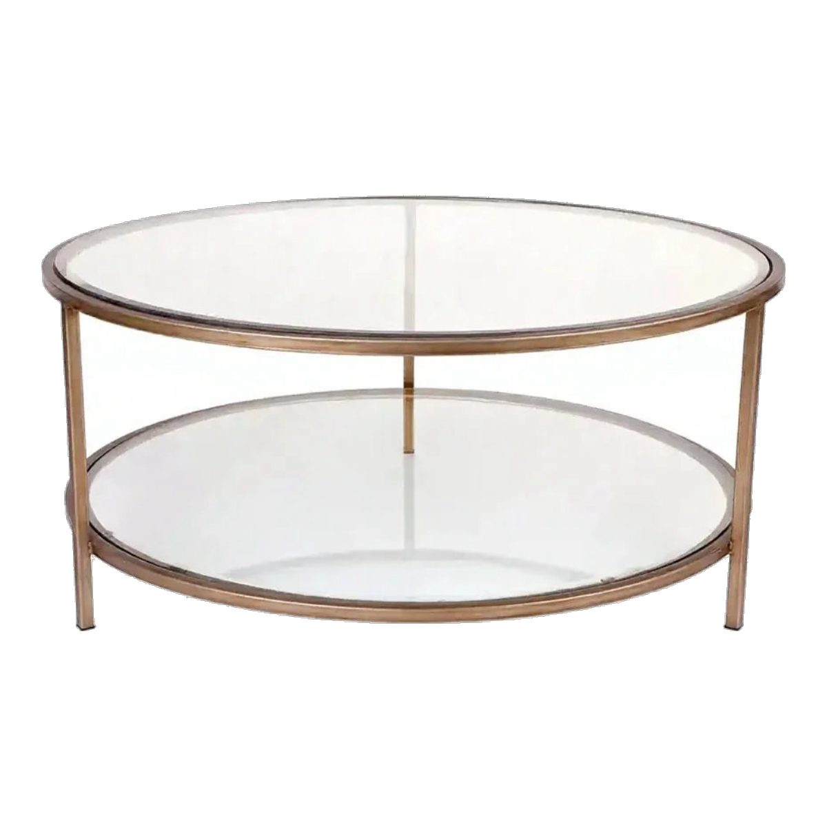 Cocktail Glass Round Coffee Table - Antique Gold