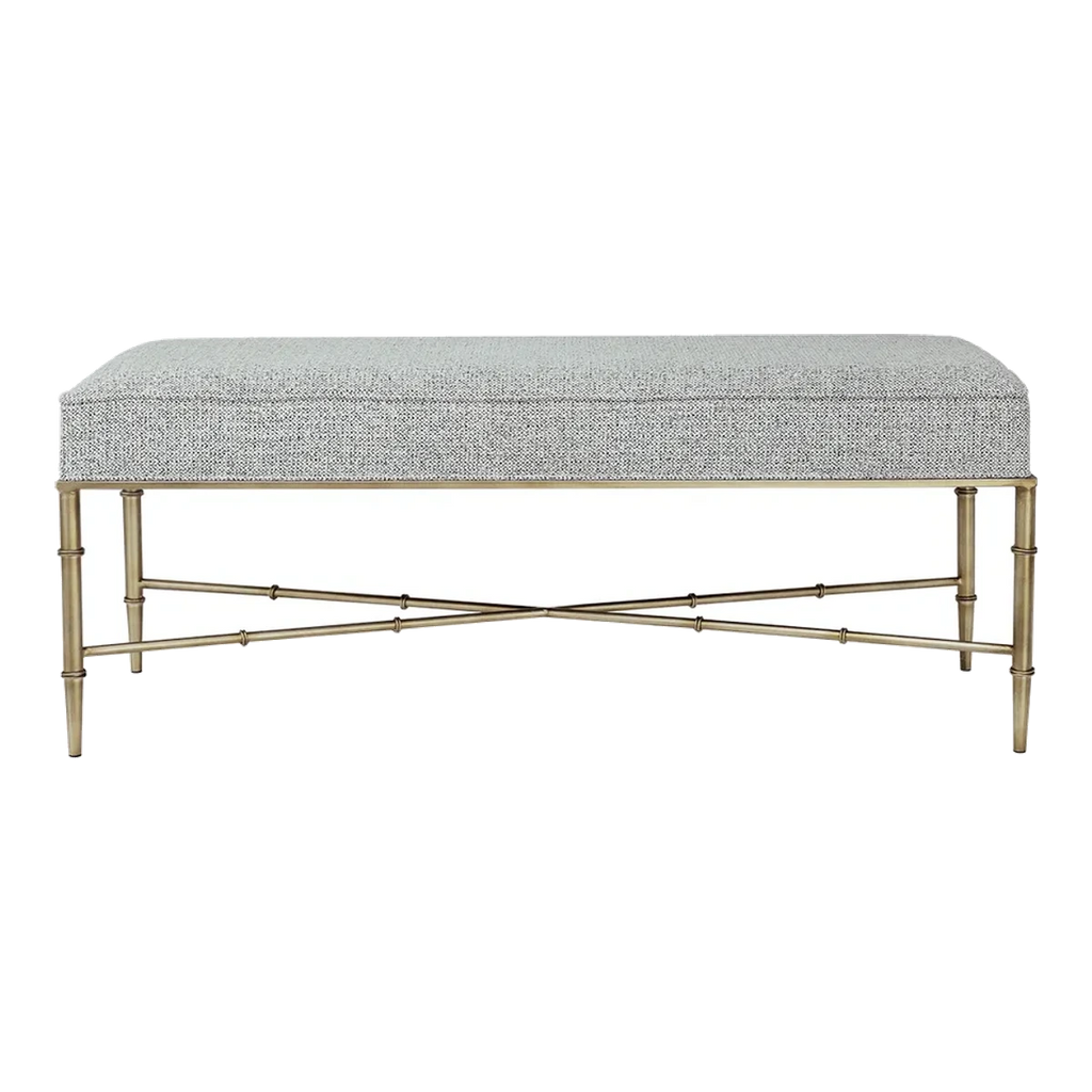 Halcyon Antique Gold Iron Bench Ottoman - Salt & Pepper