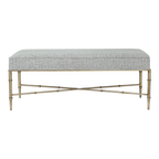 Halcyon Antique Gold Iron Bench Ottoman - Salt & Pepper