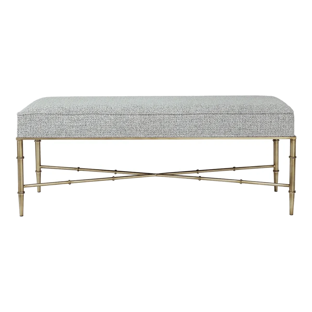 Halcyon Antique Gold Iron Bench Ottoman - Salt & Pepper