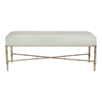 Halcyon Antique Gold Iron Bench Ottoman - Speckle Ecru