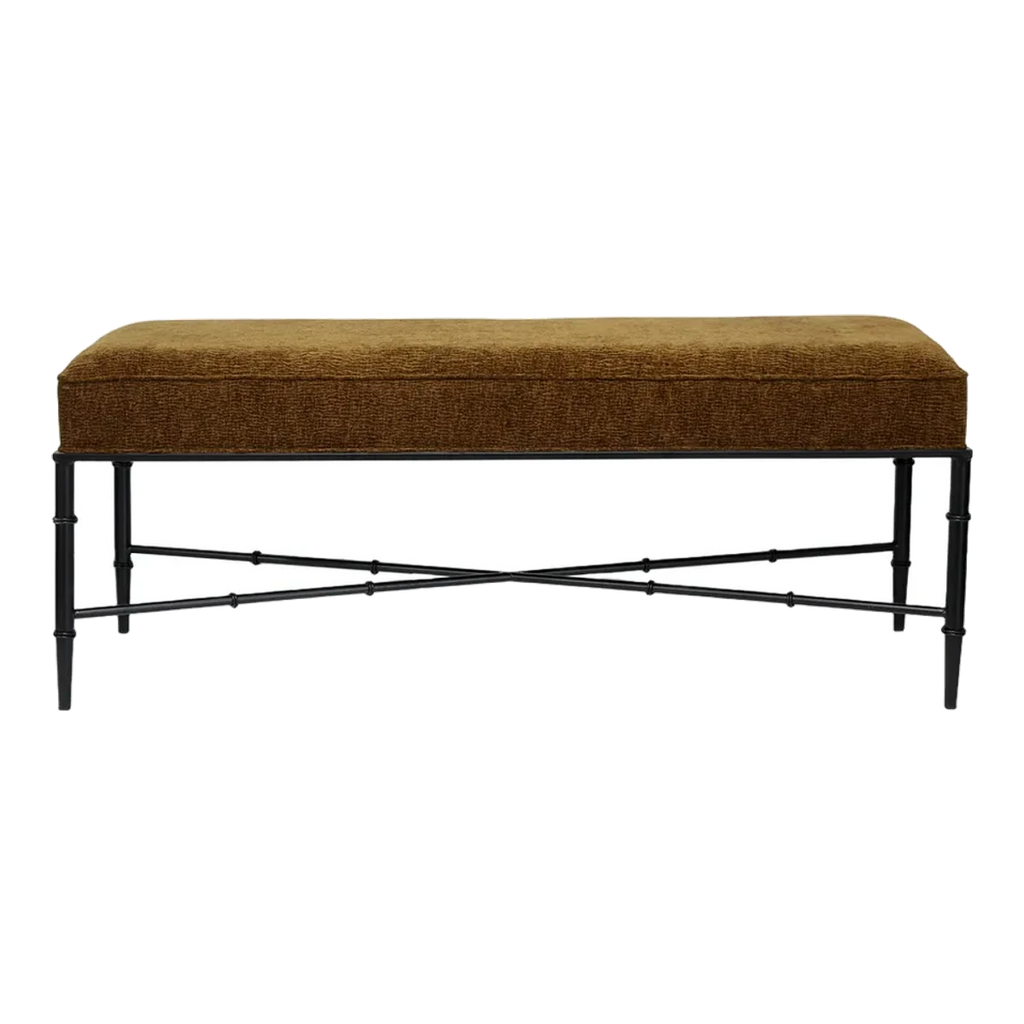 Halcyon Black Iron Bench Ottoman - Butterscotch