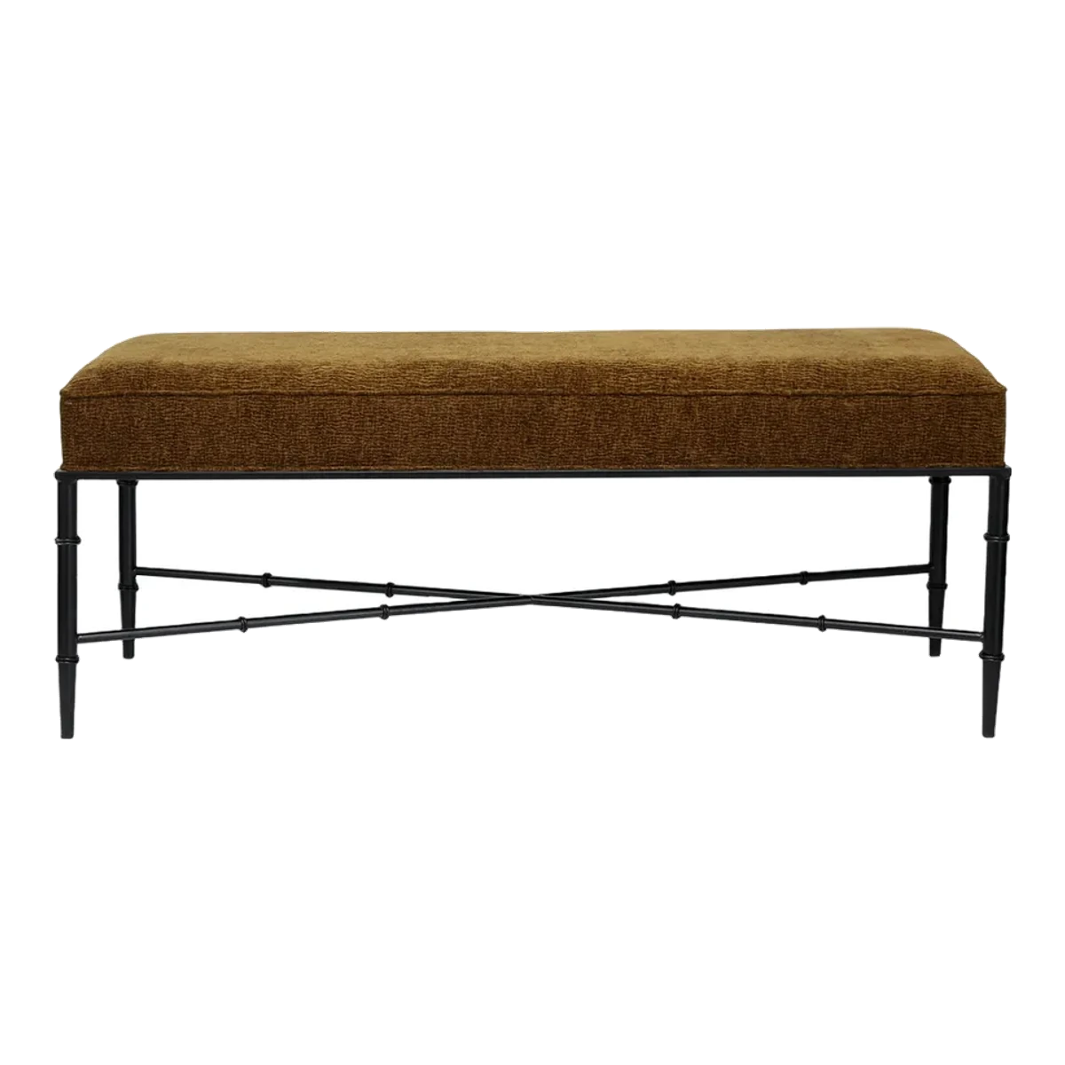 Halcyon Black Iron Bench Ottoman - Butterscotch
