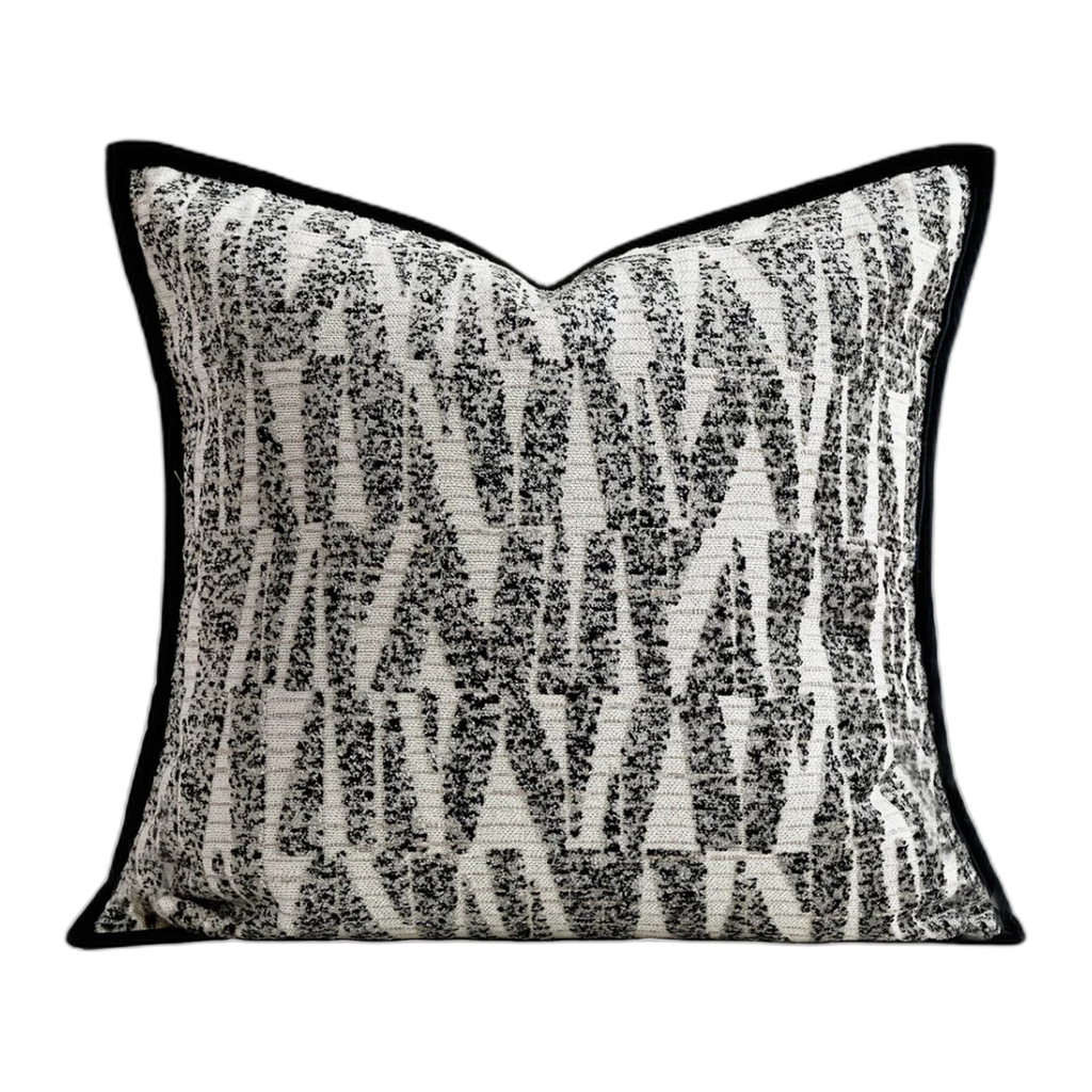 Aiden Herringbone Tweed Cushion - Black & White