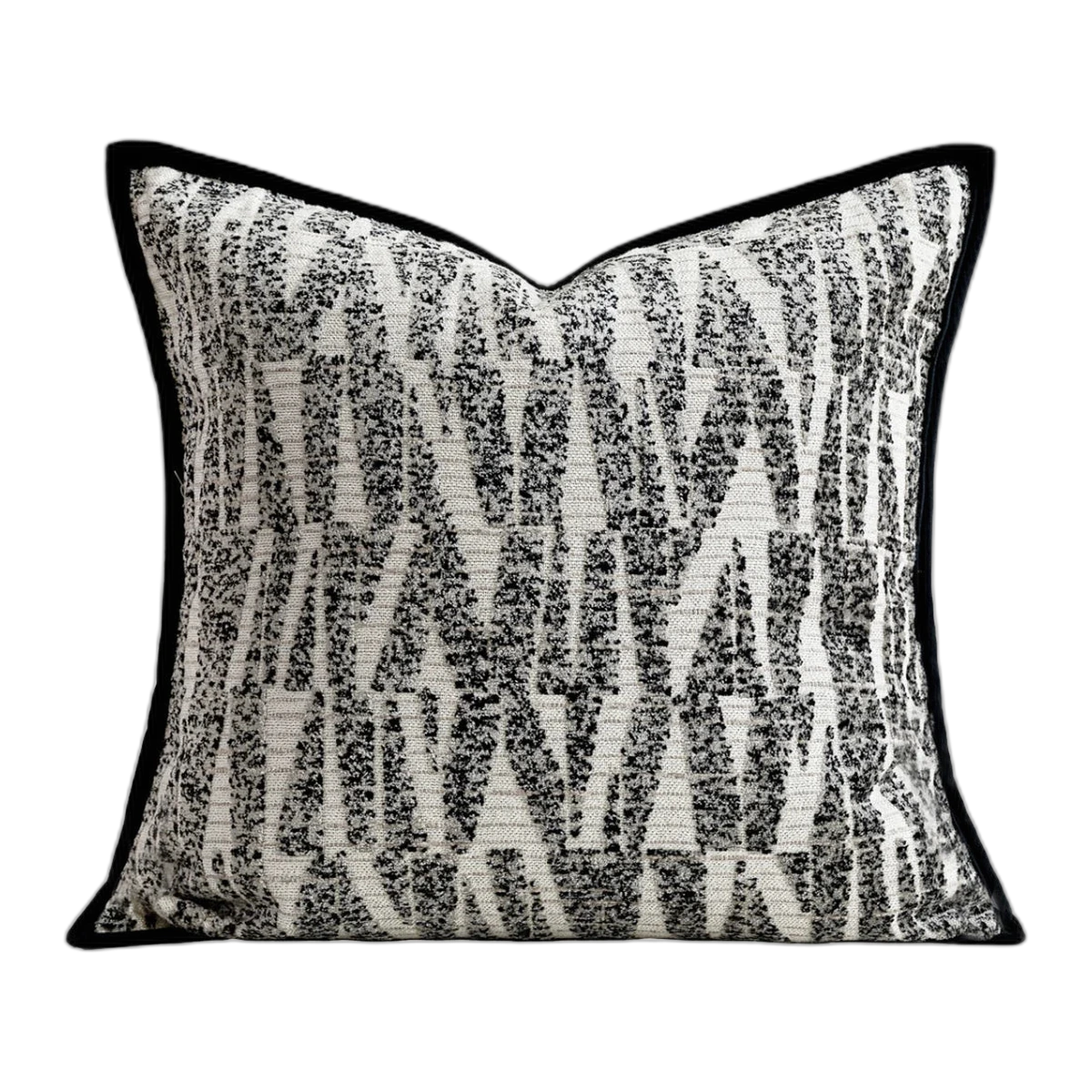 Aiden Herringbone Tweed Cushion - Black & White