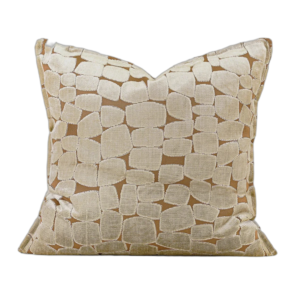 Sofia Embroidered Velvet Cushion - Orange-Gold