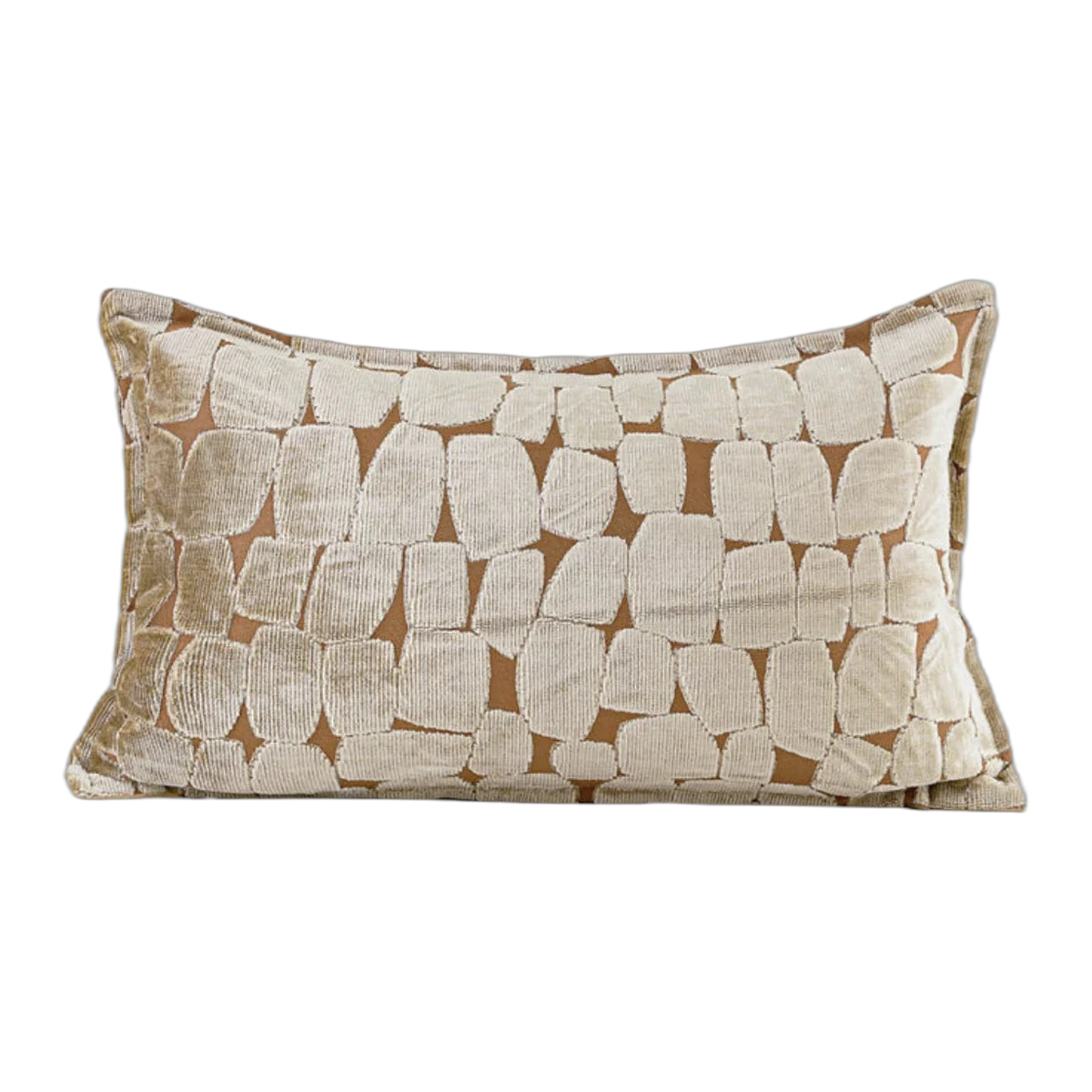 Sofia Embroidered Velvet Lumbar Cushion - Orange-Gold