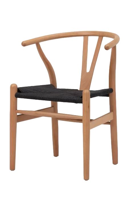 Hans Wegner Wishbone Chair - Natural Black Cord