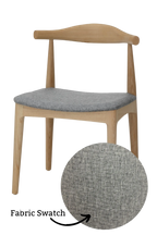 Hans Wegner Elbow Chair CH20 - Natural Ash Grey Fabric Seat