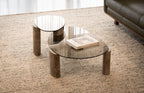 Montpellier Nesting Table - Silver Travertine & Glass