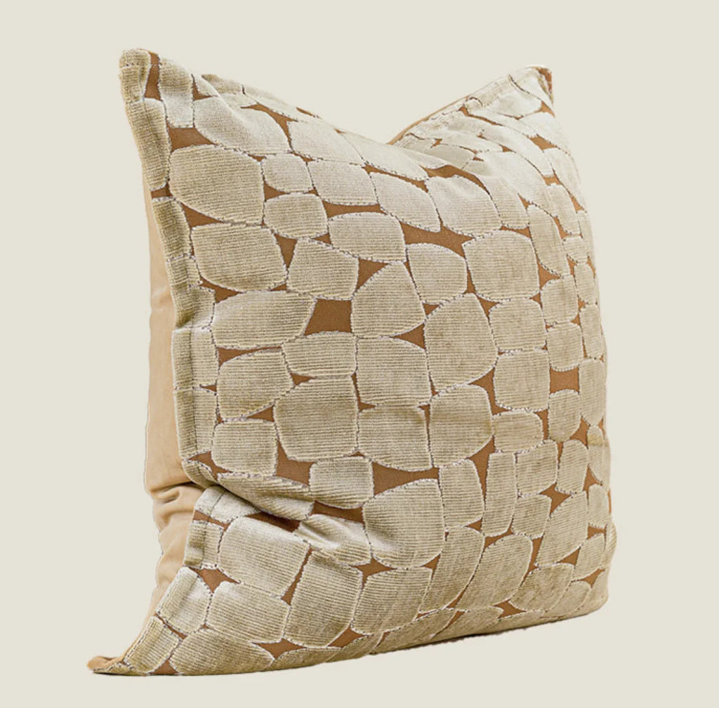 Sofia Embroidered Velvet Cushion - Orange-Gold