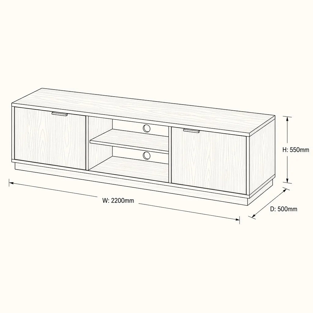 Aksel 2200 Entertainment Unit - American Oak