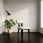 Calder Black Frame Leather Dining Chair - Black