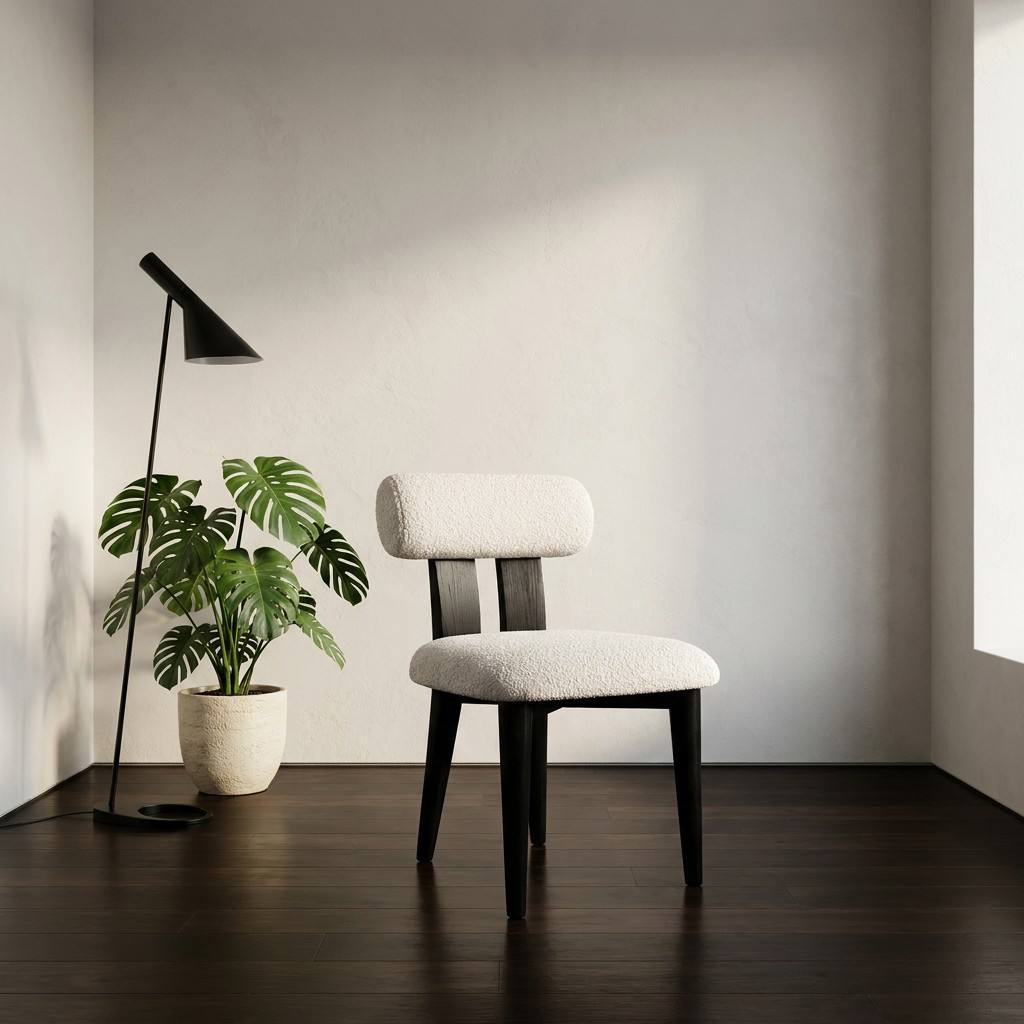 Calder Black Frame Leather Dining Chair - Black