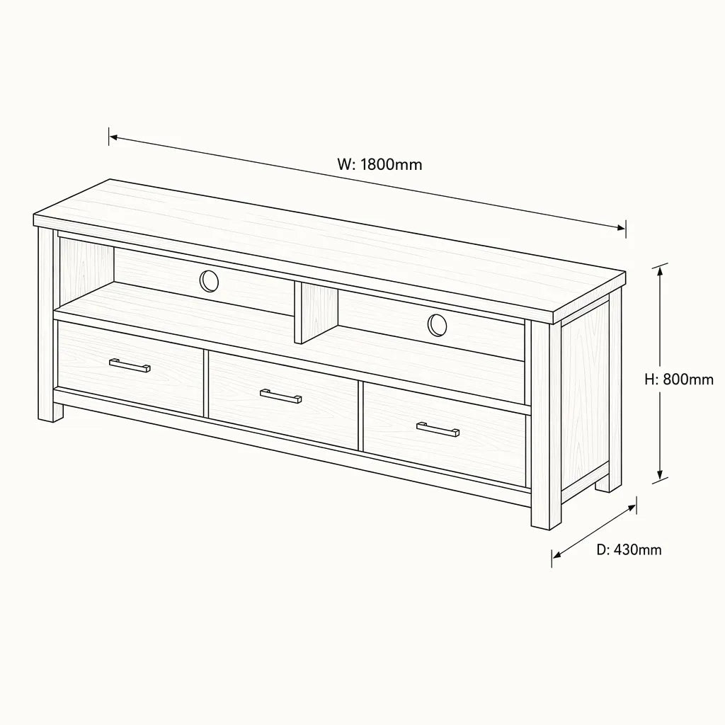 Alessa 1800 Entertainment Unit - Marri Natural