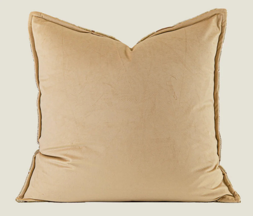 Sofia Embroidered Velvet Cushion - Orange-Gold