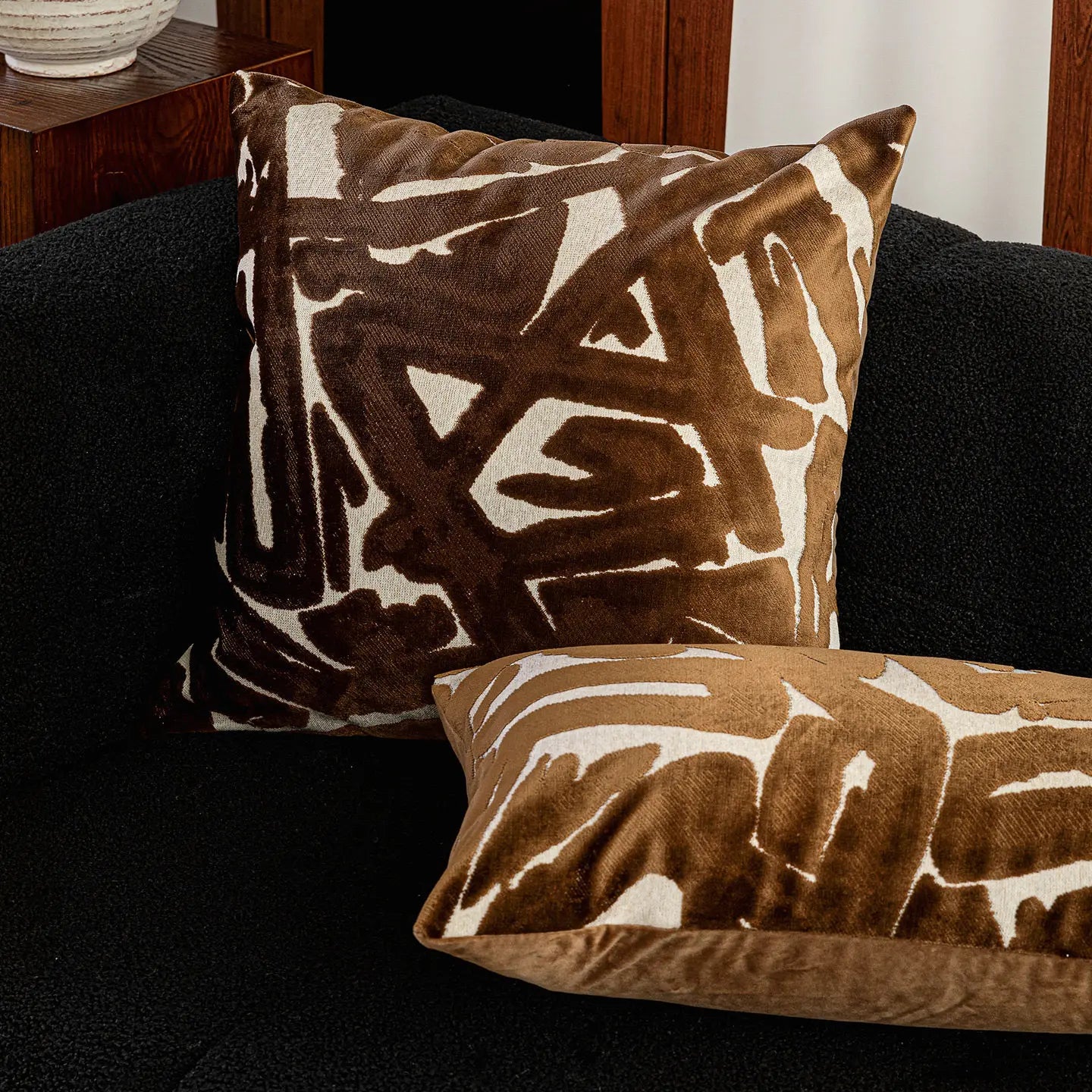 Palermo Chunky Knit Lumbar Cushion - Brown