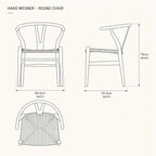 Hans Wegner Round Chair - Natural Ash White Cushion