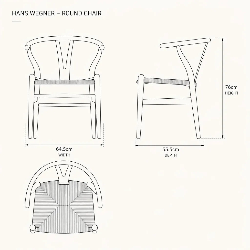 Hans Wegner Round Chair - Natural Ash White Cushion