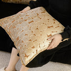 Sofia Embroidered Velvet Cushion - Orange-Gold