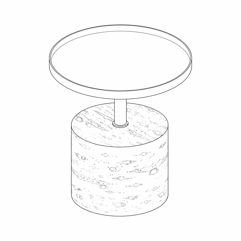 Marseille Lamp Table - Silver Travertine & Taupe Powder Coat