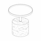 Marseille Lamp Table - Silver Travertine & Taupe Powder Coat