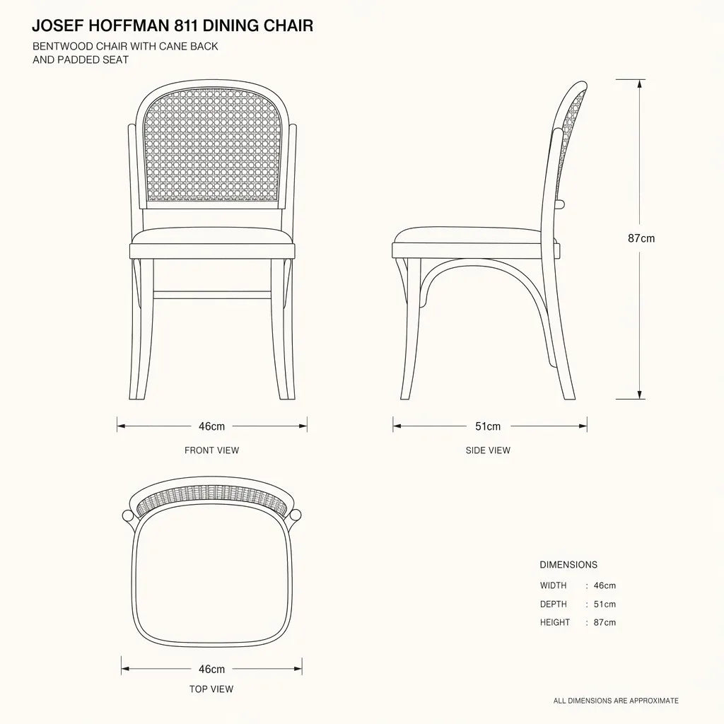 Josef Hoffman No.811 Dining Chair - Natural Ash Tan Padded