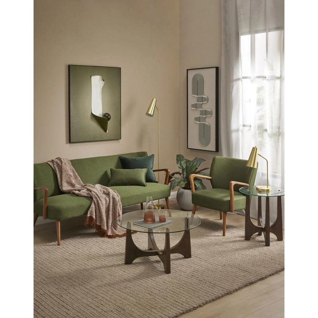 Academy Darcy Mid Century Fabric Sofa, 3 Seater, Green