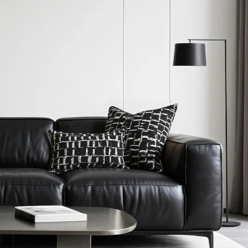 Como Textured Jacquard Cushion - Black & White