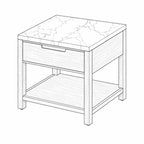 Leonard Lamp Table - Oak Black Marble