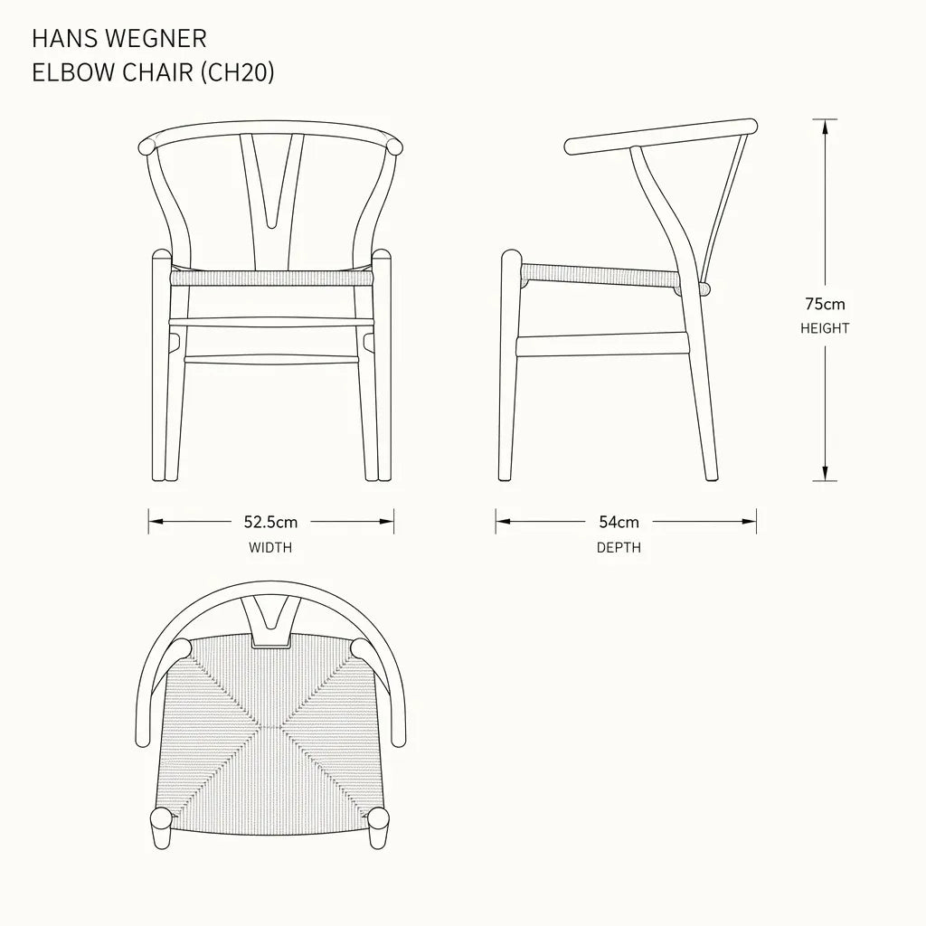 Hans Wegner Elbow Chair CH20 - Natural Ash Black Seat