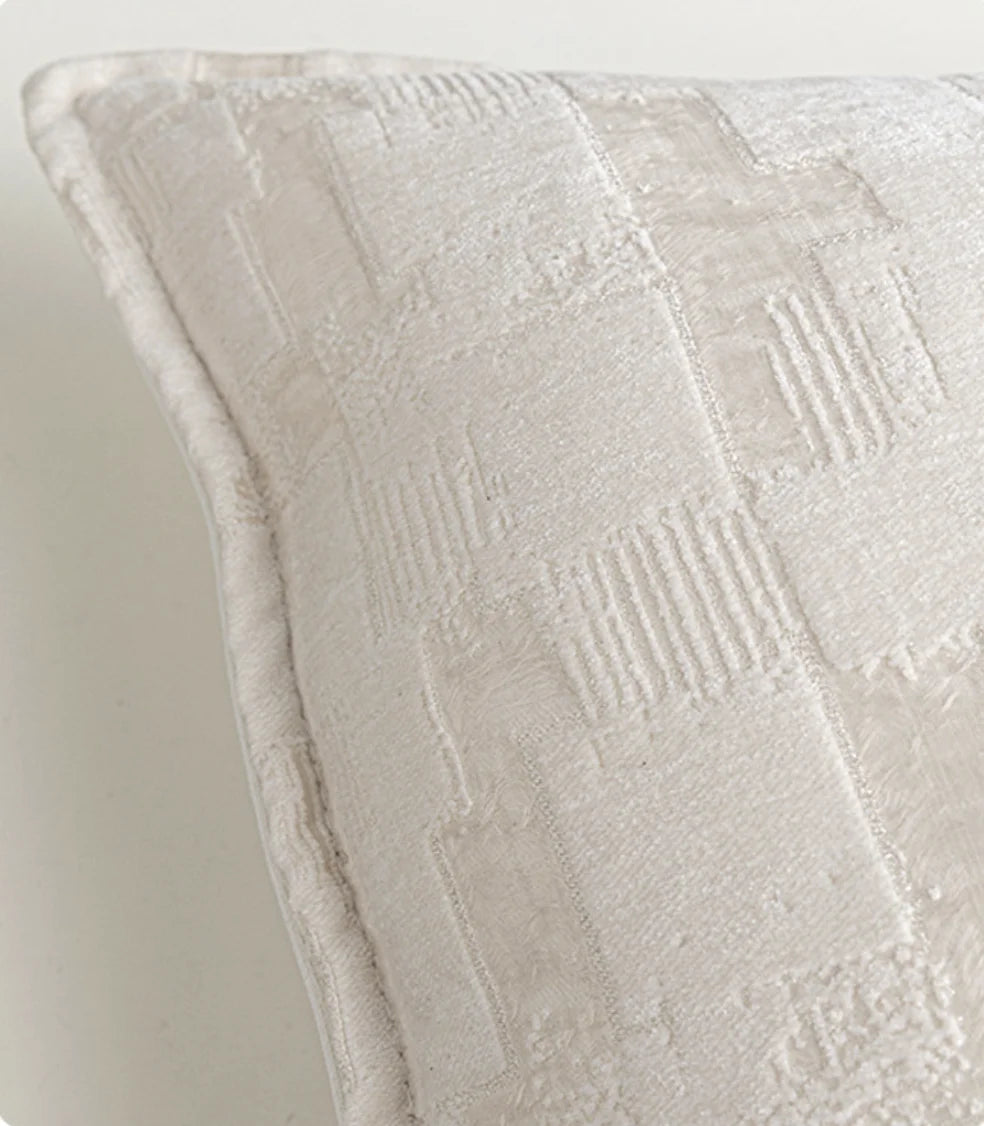 Capri Striped Cotton Cushion - Pearl White
