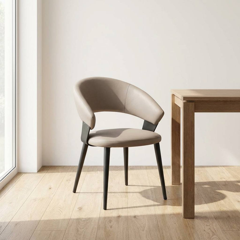 Reeve Curved Dining Chair - Beige Boucle