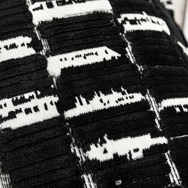 Como Textured Jacquard Cushion - Black & White
