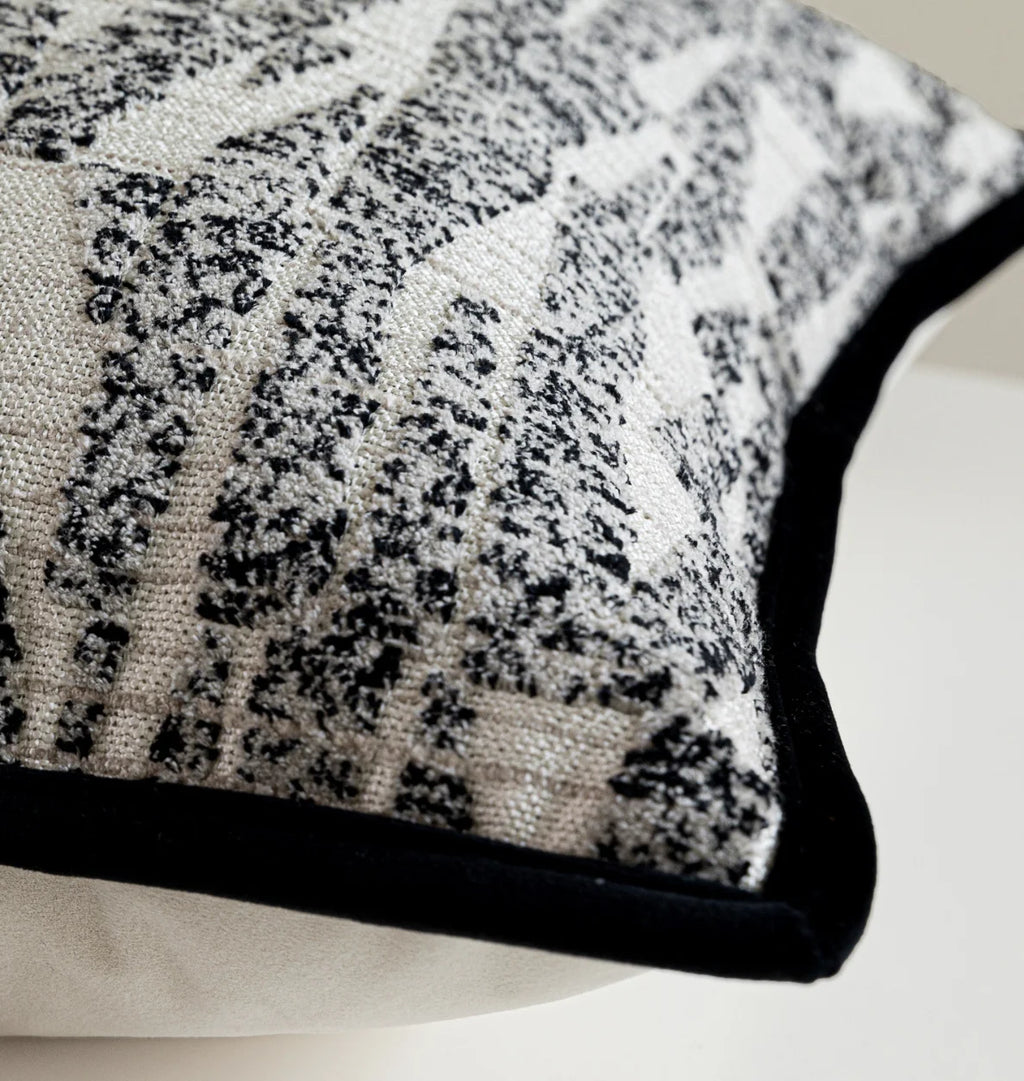 Aiden Herringbone Tweed Cushion - Black & White