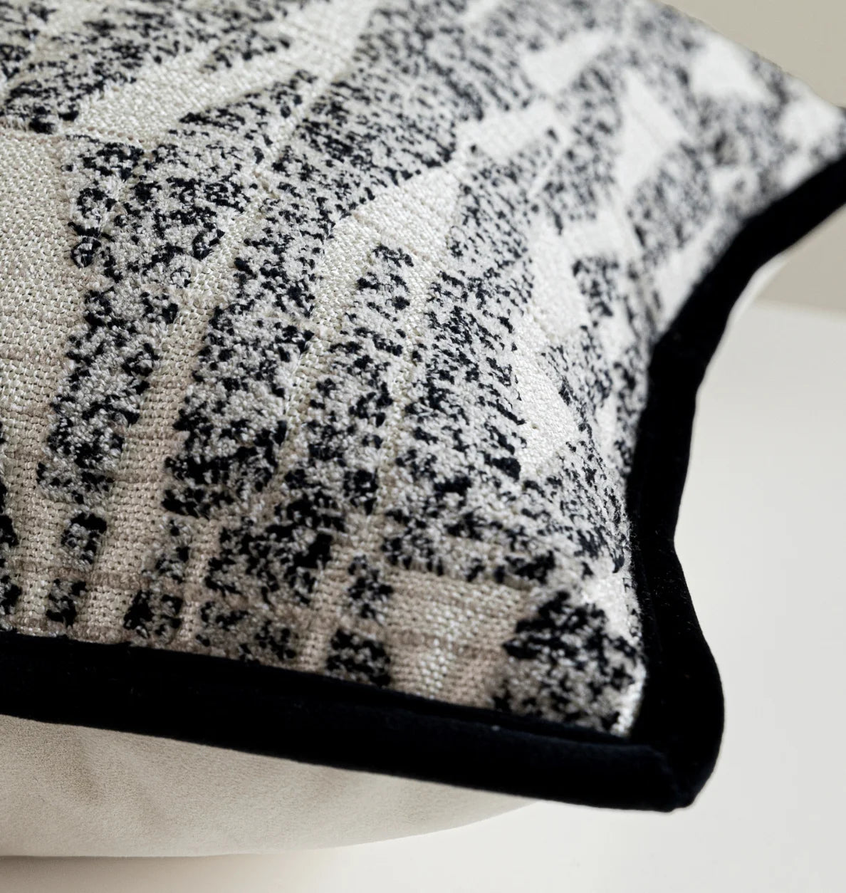Aiden Herringbone Tweed Cushion - Black & White