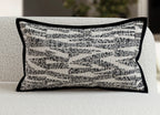 Aiden Herringbone Tweed Lumbar Cushion - Black & White