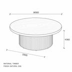 Mia 900 Round Coffee Table - Oak Natural