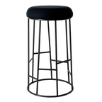 Aiden Black Steel Bar Stool - Black Linen