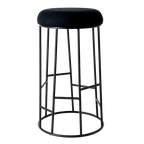 Asher Black Steel Bar Stool - Black Linen