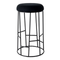 Asher Black Steel Bar Stool - Black Linen