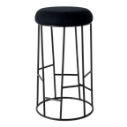 Asher Black Steel Bar Stool - Black Linen