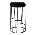 Aiden Black Steel Bar Stool - Black Linen