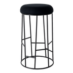 Aiden Black Steel Bar Stool - Black Linen